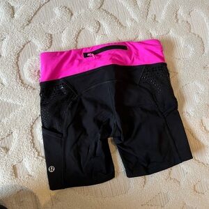 lululemon athletica Black and Pink Bike Shorts